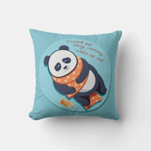 Coussin adorable panda besoin appel matinal (Recto)