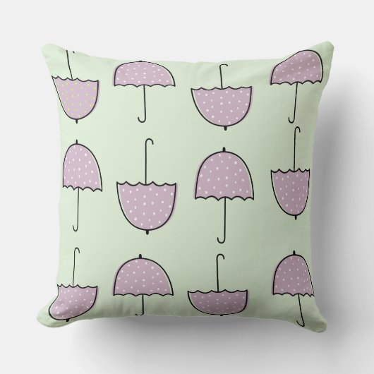 Coussin Adorable parapluie motif violet et vert enfants (Recto)