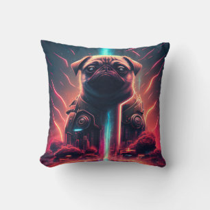 Coussin Adorable Pug dans un costume de robot futuriste