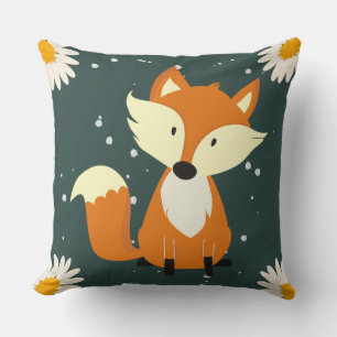 Coussin Adorable renard orange mignon flocons de neige fle