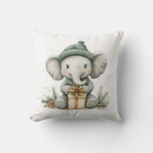 Coussin adorable série de Noël animal bébé éléphant