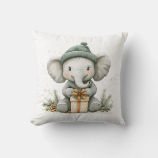 Coussin adorable série de Noël animal bébé éléphant