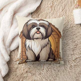 Coussin Adorable Shih Tzu Dog House Cartoon