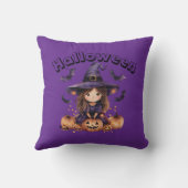 Coussin Adorable Sorcière Halloween Jeu d'oreiller (Verso)