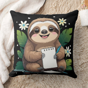 Coussin Adorable souriant Sloth-Retour à l'école avec un s