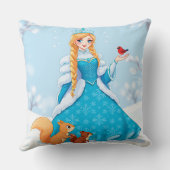 Coussin Adorable Souriante Jeune Fille de Neige (Verso)