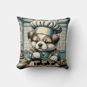 Coussin Adorable Sushi Chef Chiot