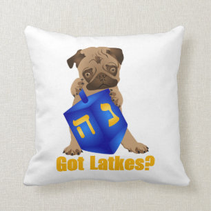 Coussin Adorable, t'as des latkes ? Carlin Hankukkah Chiot