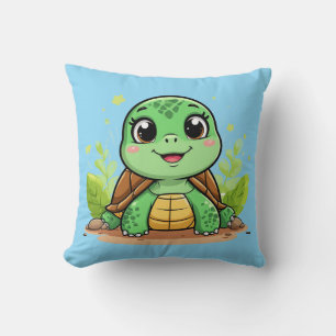 Coussin Adorable Tortue caricaturale souriante