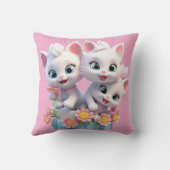 Coussin Adorables chatons blancs, chats, minous  (Verso)