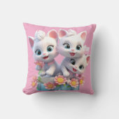 Coussin Adorables chatons blancs, chats, minous  (Recto)
