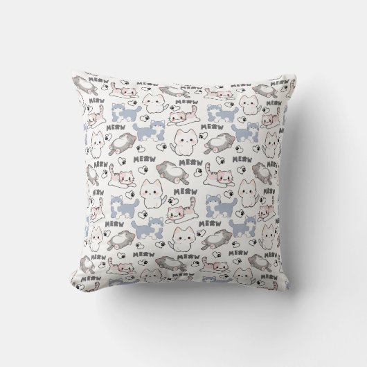 Coussin Adorables chatons dodus et cœurs Meow (Recto)