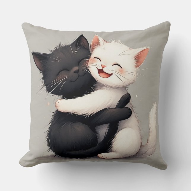 Coussin Adorables chatons noirs et blancs (Recto)