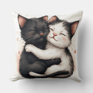 Coussin Adorables chatons noirs et blancs