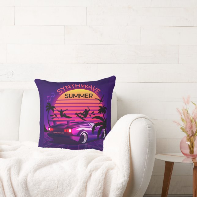 Coussin Adorables Synthwave Vaporwave Retro Tropical Thon (Canapé)