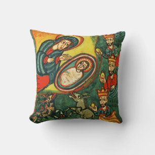 Coussin ADORATION DE MAGI, NATIVITÉ PRIMITIVE Noël