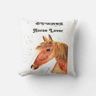 Coussin adoratrice de cheval fille d'aquarelle moderne fil