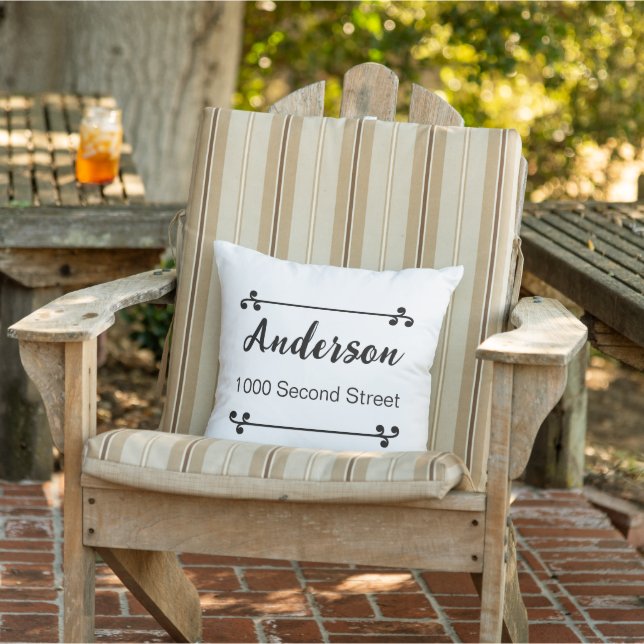 Coussin Adresse de rue nom blanc décoratif (Chaise)