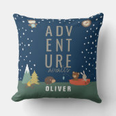 Coussin Adventure Await Woodland Boy Kids Décor (Recto)