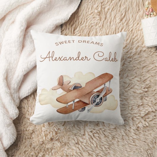 Coussin Aéronefs vintages Biplane Garçon's Birthday Napkin (Couverture)