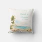 Coussin Aesthetic Watercolor Tropical Beach Wedding Names (Recto)