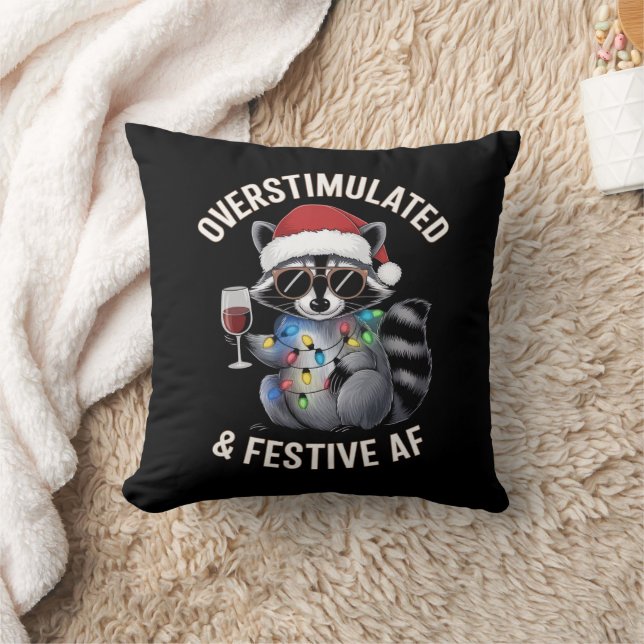 Coussin AF Raccoon Espresso Lover surstimulé et festif (Couverture)