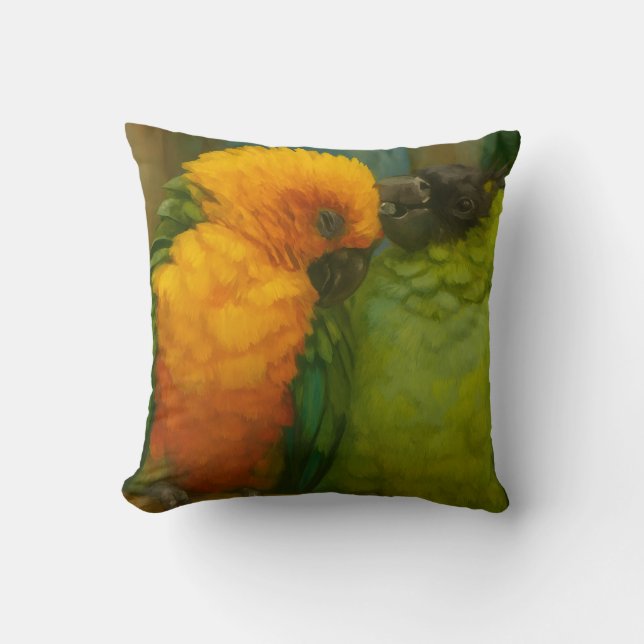 Coussin Affection tropicale - Perroquets dans la lumière f (Recto)