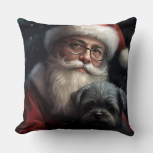 Coussin Affenpinscher avec Noël Festif du Père Noël