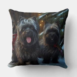 Coussin Affenpinscher Snowy Sleigh Ride Décor de Noël