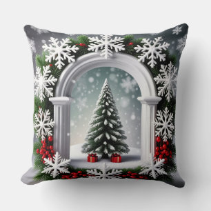 Coussin Affichage de fenêtre de Noël festif