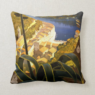 Coussin Affiche 1920 de voyage de la Riviera Italienne