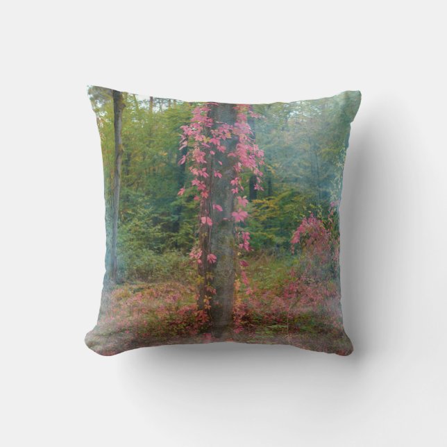 Coussin Affiche d'ambiance forestière (Recto)