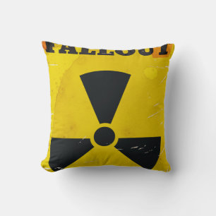Coussin Affiche d'avertissement vintage de Fallout Shelter