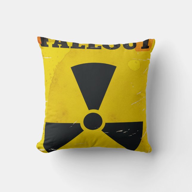 Coussin Affiche d'avertissement vintage de Fallout Shelter (Recto)