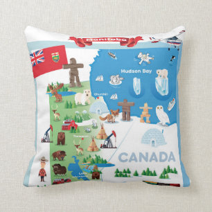 Coussin Affiche de bande dessinée de Manitoba Canada