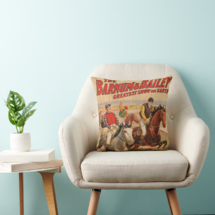 Coussin Affiche De Cirque De Jockeys Sur Les Chevaux Qui S
