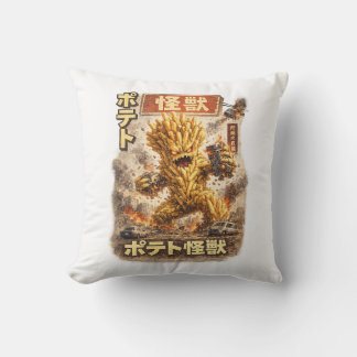 Coussin Affiche de monstre japonais rétro Kaiju de pomme d