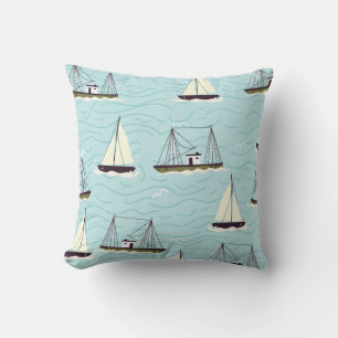 Coussin Affiche de motifs de pêche nautiques