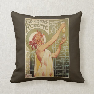 Coussin Affiche de publicité d'absinthe de Robette