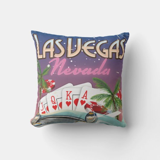 Coussin Affiche de vacances de style vintage de Las Vegas (Recto)