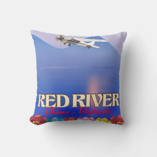 Coussin Affiche de vacances sur la rivière Rouge au Cambod
