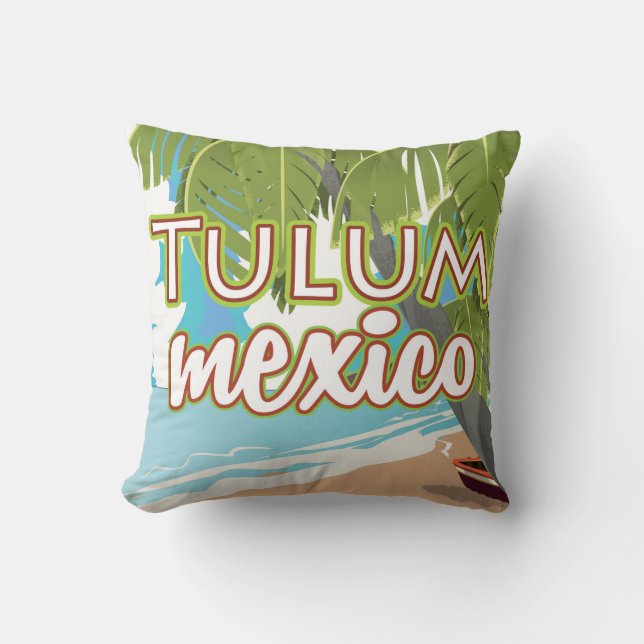 Coussin Affiche de voyage à Tulum, Mexique (Recto)