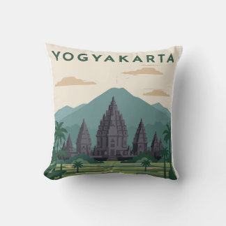 Coussin Affiche de voyage à Yogyakarta Indonésie