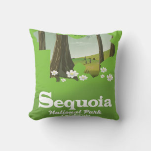 Coussin Affiche de voyage carte du parc national de Sequoi