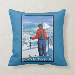 Coussin Affiche de voyage d'AdmiringMontanaVintage de