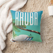 Coussin Affiche de voyage de la plage hamac d'Aruba (Couverture)