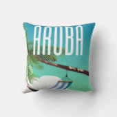 Coussin Affiche de voyage de la plage hamac d'Aruba (Verso)