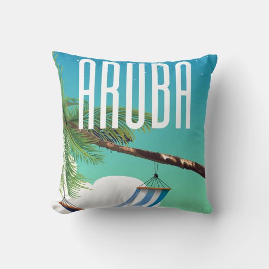 Coussin Affiche de voyage de la plage hamac d'Aruba (Recto)