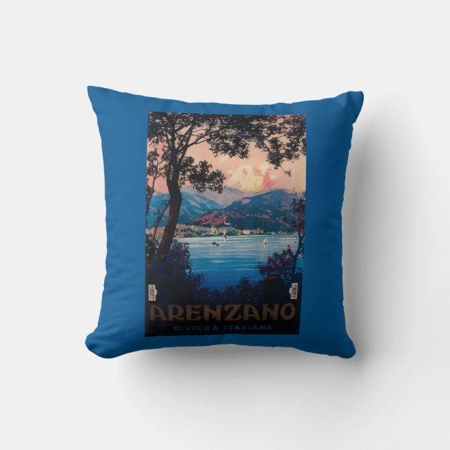Coussin Affiche de voyage de la Riviera d'Italien (Recto)