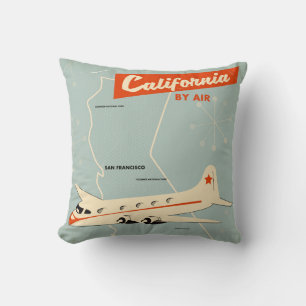 Coussin Affiche de voyage de style californien des années